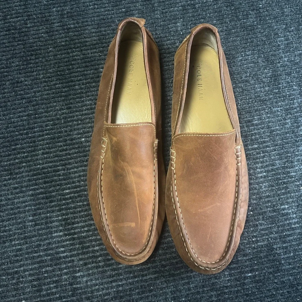 Cole Haan Grant Driver Loafers Mens 12 Brown Leather Moc Toe Slip On C11401